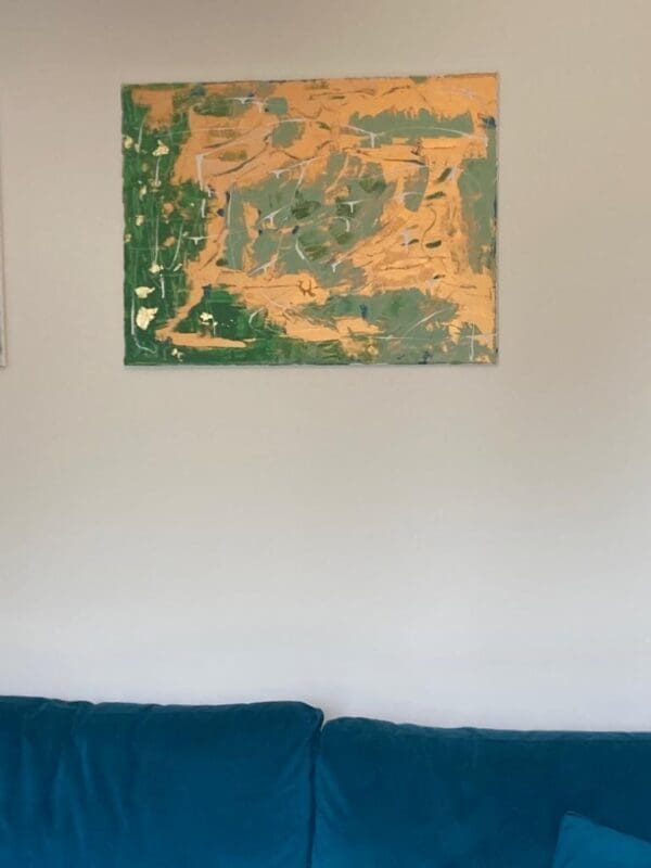 Gold and Green Should Always Be Seen, large canvas 81cm x 1.5cm x 61cm, original unique painting - Image 2