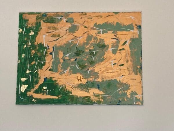 Gold and Green Should Always Be Seen, large canvas 81cm x 1.5cm x 61cm, original unique painting - Image 3
