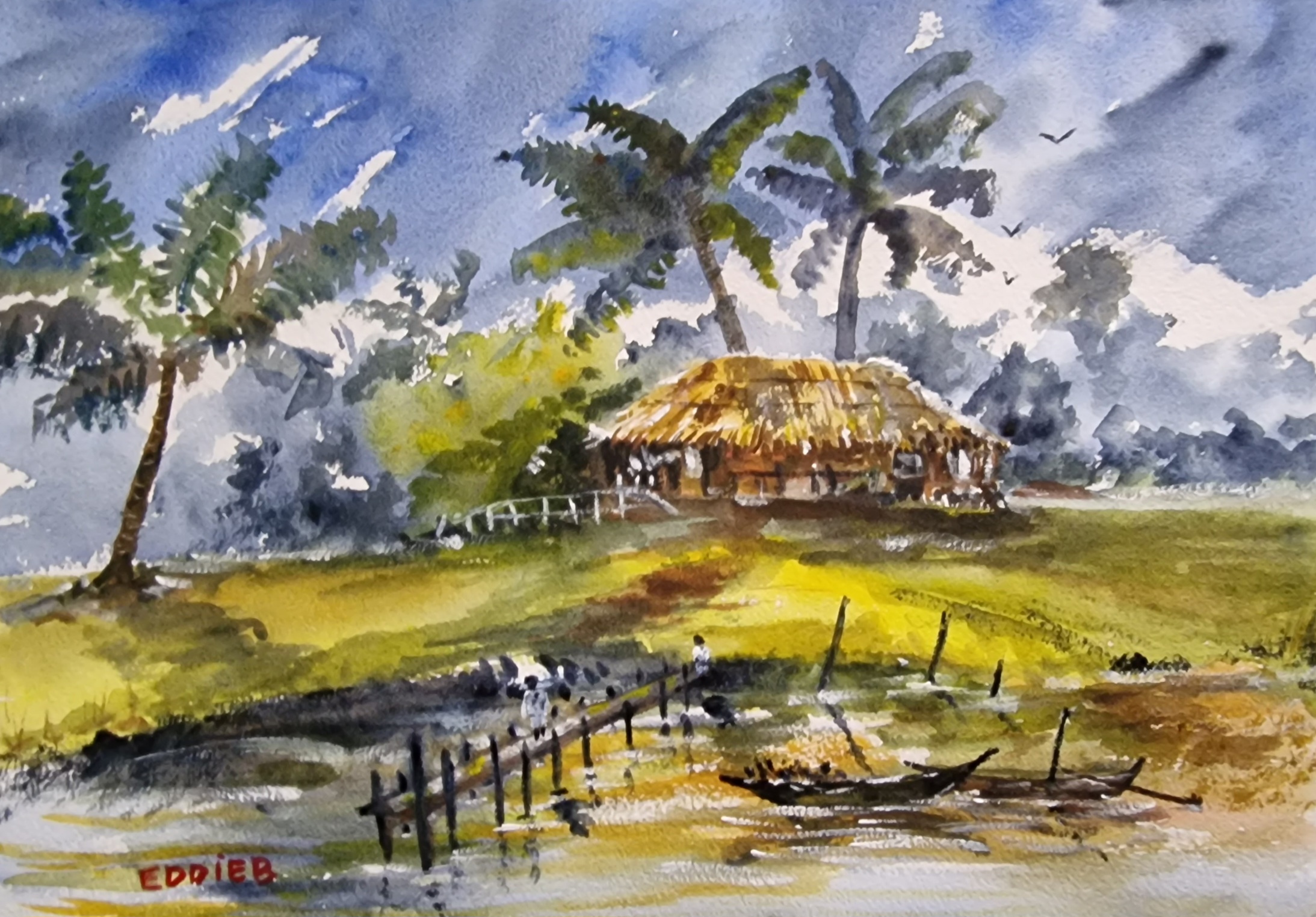 Kerala India watercolor - Irish Artmart