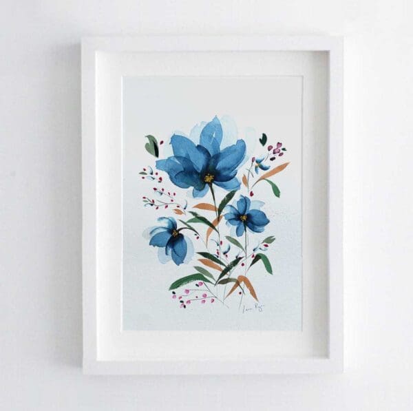 An original hand painted floral watercolour