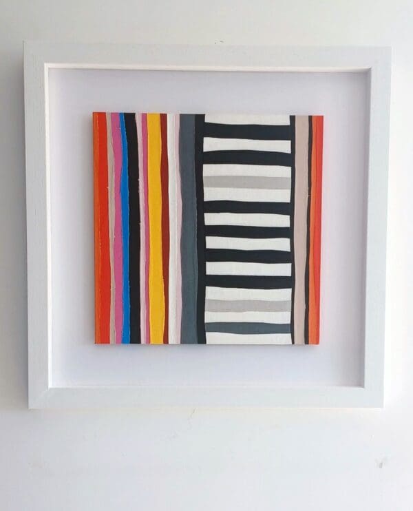 STACKED 5 - fabric collage (framed)