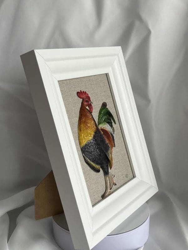3D Handmade realistic framed rooster sculpture - Image 4