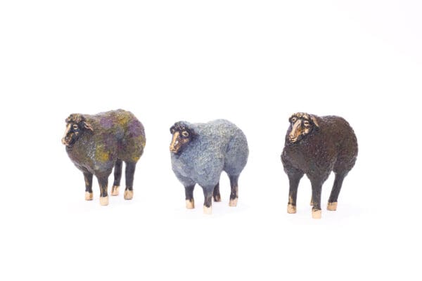 Solid bronze 3 MINIATURE CONNEMARA SHEEP - Image 2