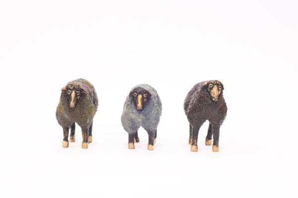Solid bronze 3 MINIATURE CONNEMARA SHEEP