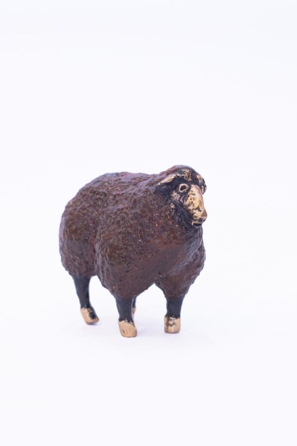 Solid bronze MINIATURE CONNEMARA sheep (chocolate)