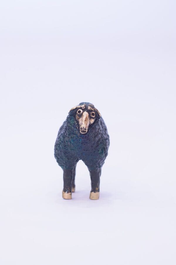 Solid bronze MINIATURE CONNEMARA sheep (teal) - Image 2