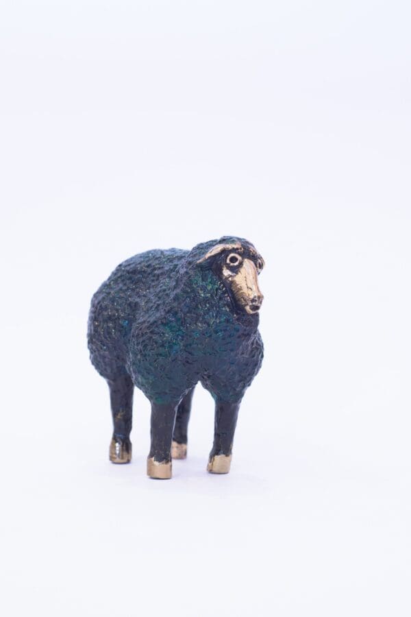 Solid bronze MINIATURE CONNEMARA sheep (teal)