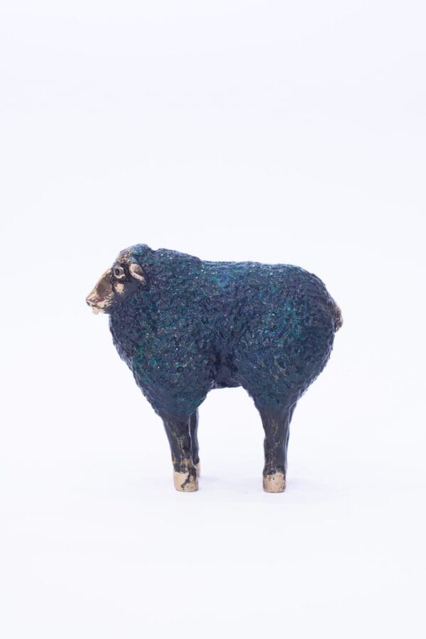Solid bronze MINIATURE CONNEMARA sheep (teal) - Image 4