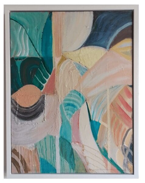Vera Moda LARGE Framed 85cm Original Mid-Century Inspired Painting Natural Tones Feature Art