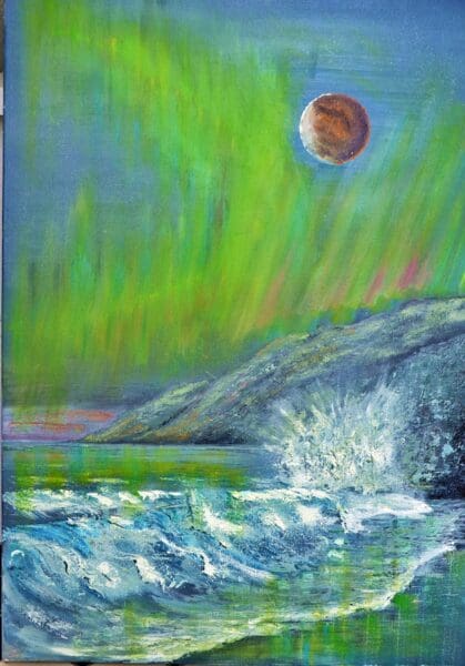 Northern Lights and Blood Red Moon