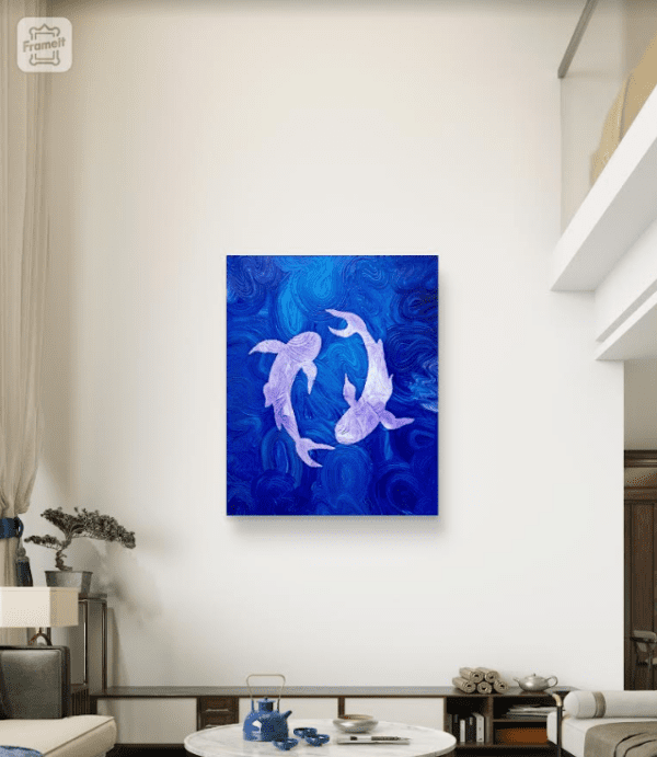Swirling Koi Acrylic Painting - Image 4
