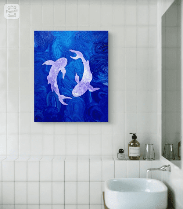 Swirling Koi Acrylic Painting - Image 5
