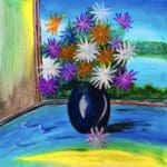 A pot of flowers on my window