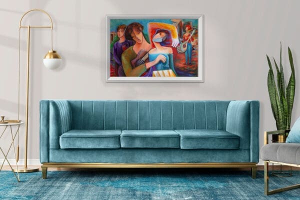 The Band. Acrylic painting on canvas 90 cm x 60cm Plus Frame - Image 2