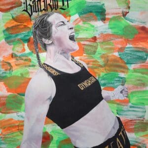 Irelands greatest athlete Katie Taylor. Acrylic on wood board (2024) 60cm x 80cm