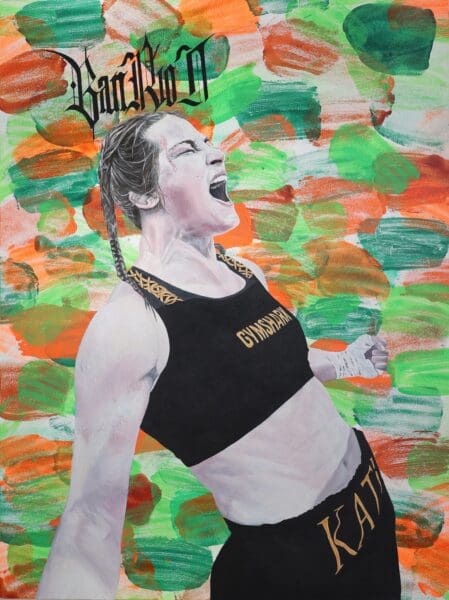 Irelands greatest athlete Katie Taylor. Acrylic on wood board (2024) 60cm x 80cm