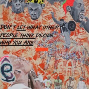 Acrylic and oil pastel painting of Dennis Keith Rodman on wood board (2024) 60cm x 80cm