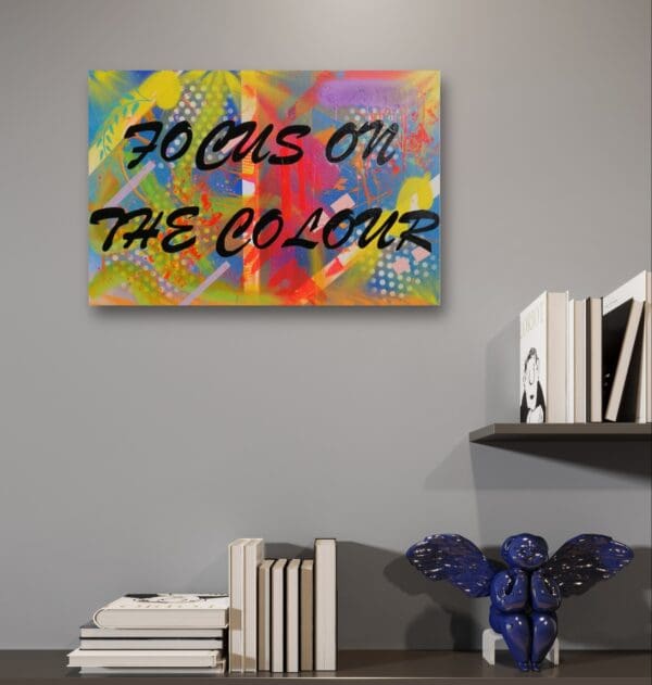 Hand painted, abstract pop art inspired acrylic & spray paint on stretched canvas.  50cm x 70cm