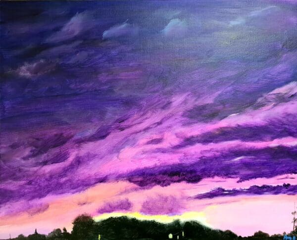 Purple Sunset at Home (Framed)