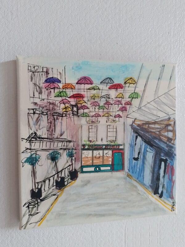 Umbrella Street Dublin (26cm) FRAMED - Image 2