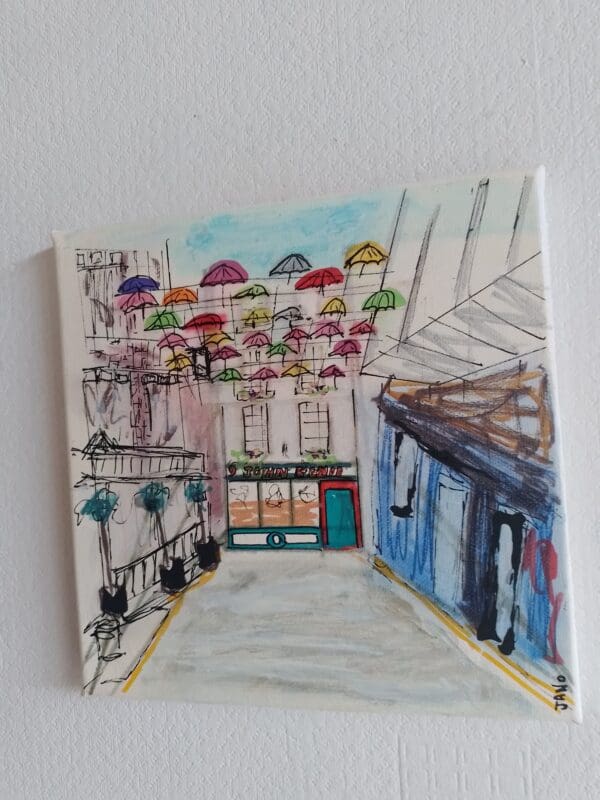 Umbrella Street Dublin (26cm) FRAMED - Image 3