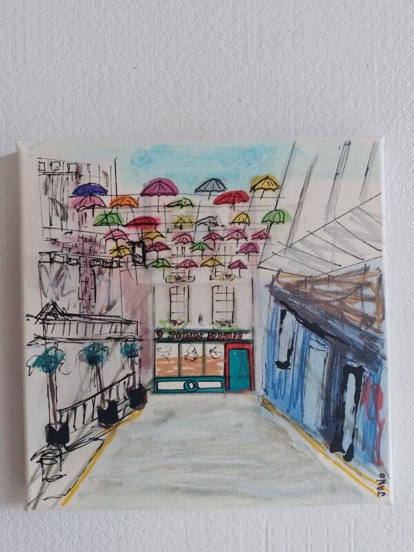 Umbrella Street Dublin (26cm) FRAMED - Image 4