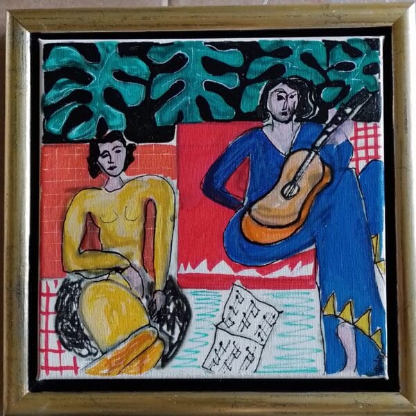 Ladies with Guitar (24cm) FRAMED