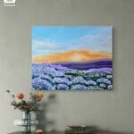 Flower field in sunset