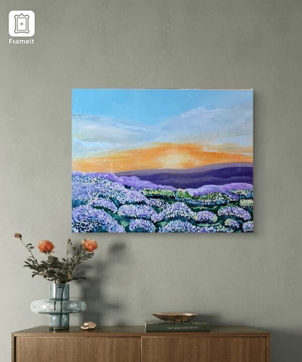 Flower field in sunset