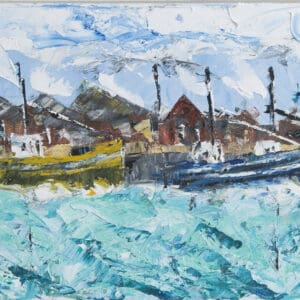 Title: West Pier Howth, Choppy Day Oil on Canva
