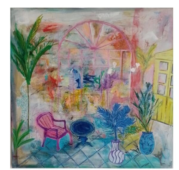 Original Botanical Abstract Painting Modern Irish Wall Art "The Orangery I Never Had" (66cm) FRAMED