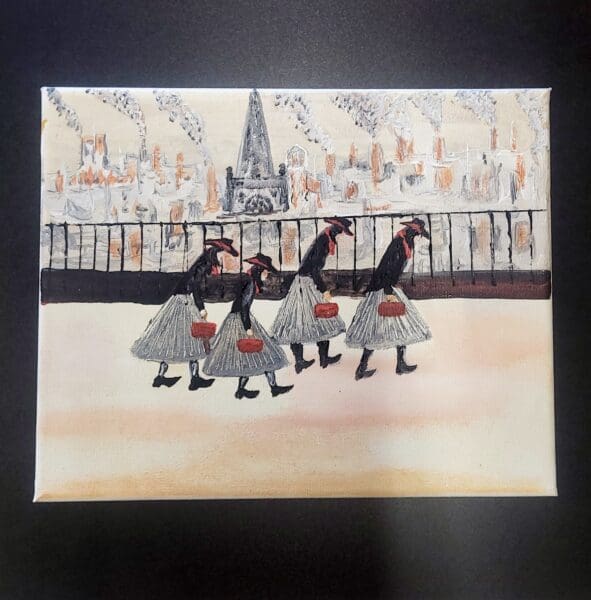 In the Manner of L.S. LOWRY "FOUR YOUNG LADIES"