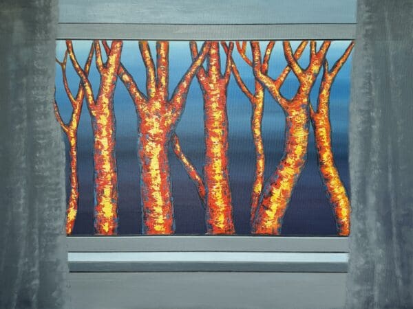 Fiery dawn beyond the window
