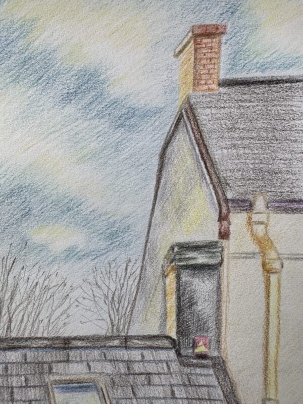 An old Irish building with coloured pencils on paper - Image 2