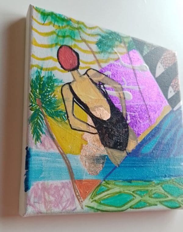 Taking It All In (26cm) FRAMED Swimming Painting - Image 10