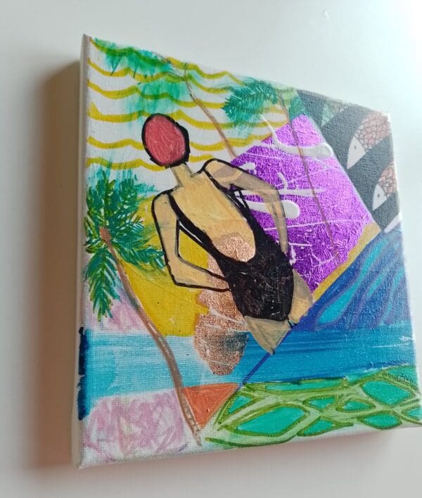 Taking It All In (26cm) FRAMED Swimming Painting - Image 9