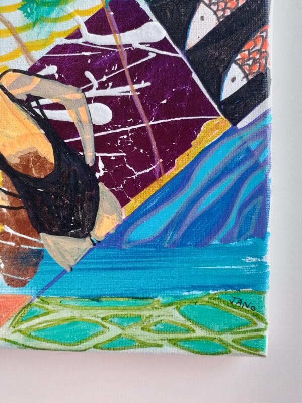 Taking It All In (26cm) FRAMED Swimming Painting - Image 8