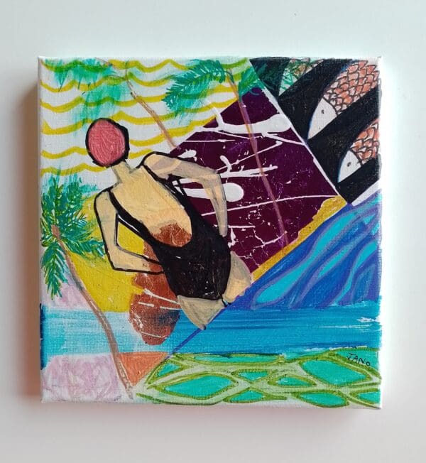 Taking It All In (26cm) FRAMED Swimming Painting - Image 7