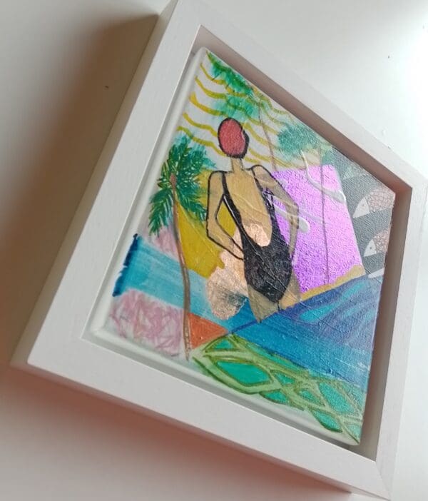 Taking It All In (26cm) FRAMED Swimming Painting - Image 5