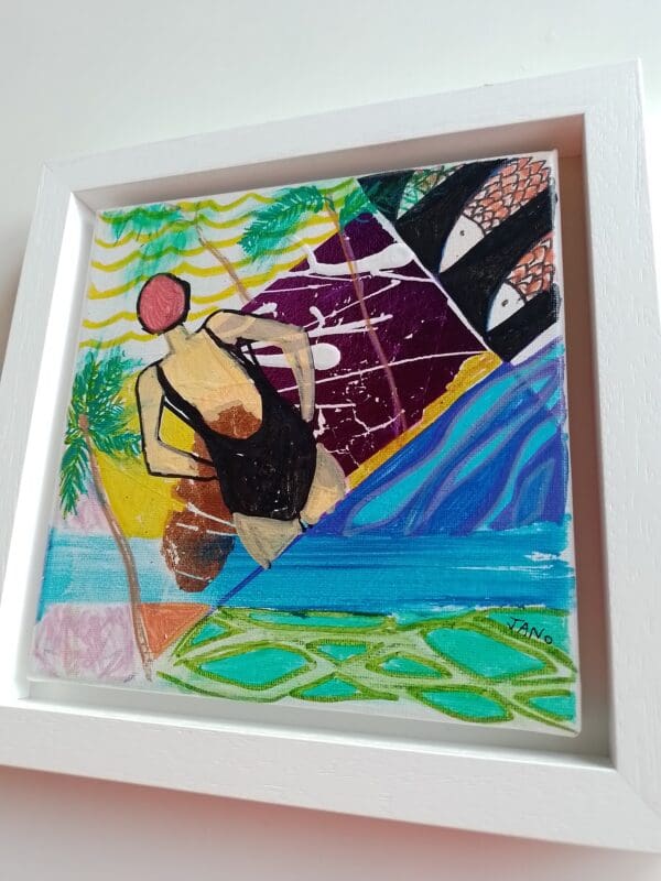 Taking It All In (26cm) FRAMED Swimming Painting - Image 3