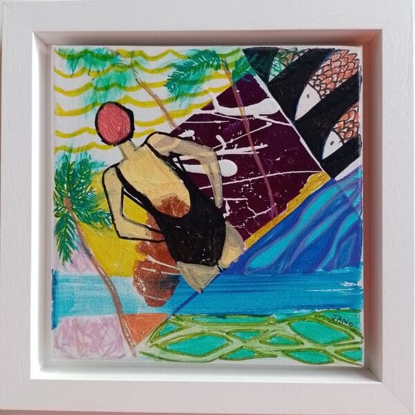 Taking It All In (26cm) FRAMED Swimming Painting - Image 2