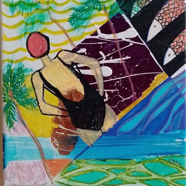 Taking It All In (26cm) FRAMED Swimming Painting - Image 11