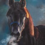 Shadow Majesty – Original Realistic Black Horse Portrait in Soft Pastel