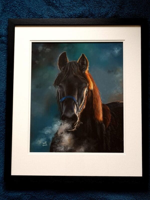 Shadow Majesty – Original Realistic Black Horse Portrait in Soft Pastel - Image 2