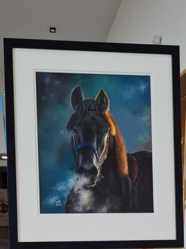Shadow Majesty – Original Realistic Black Horse Portrait in Soft Pastel - Image 4