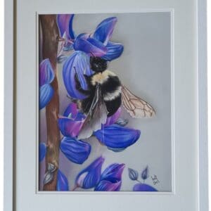 Buzz & Bloom – Realistic Soft Pastel Wildlife Artwork of Bee and Flowers on Pastelmat