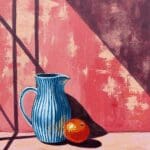 Still life with vase and orange acrylics