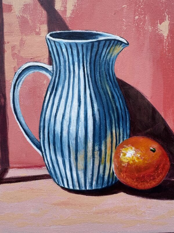 Still life with vase and orange acrylics - Image 3