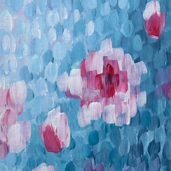 Large textured cherry blossoms on blue background - Image 2