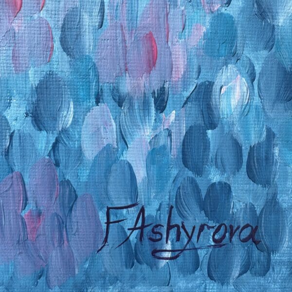 Large textured cherry blossoms on blue background - Image 3